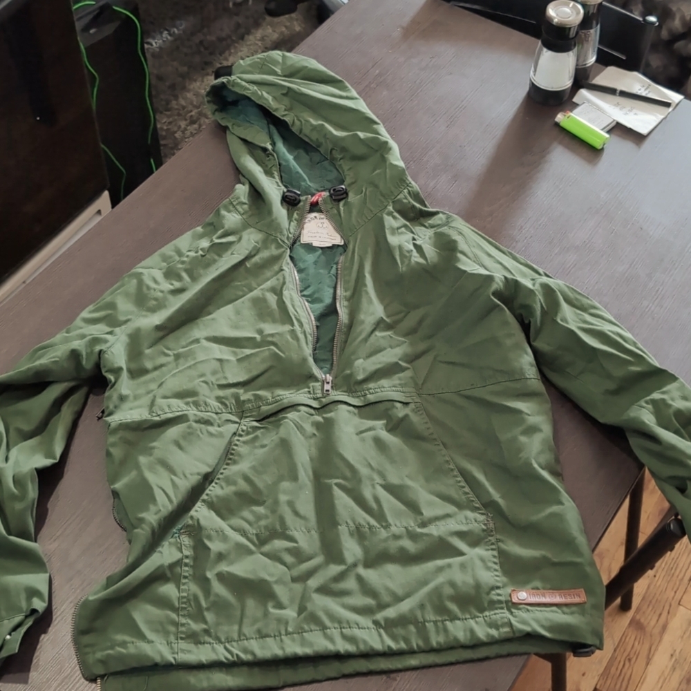 Iron and Resin Hooded Jacket with Side Zip